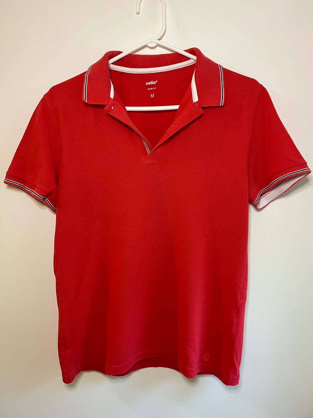Celio Red Polo with Contrast Tipping - Runs Small M